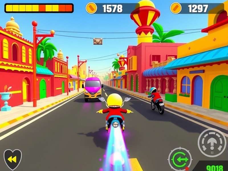 Minion Mega Chase gameplay screenshot showing colorful Indian streets